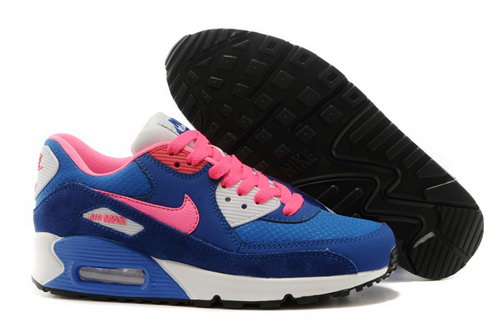 Nike Air Max 90 Womenss Shoes 2015 New Releases Deep Blue Pink New Zealand